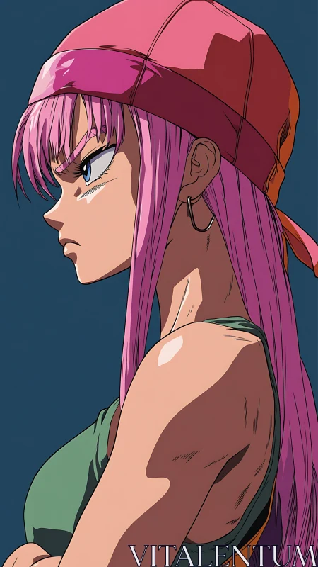 Side-profile anime portrait applies cel-shading and strong rim lighting