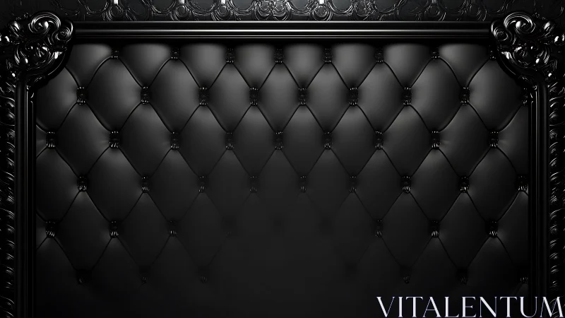 Black tufted leather panel framed by ornate baroque trim