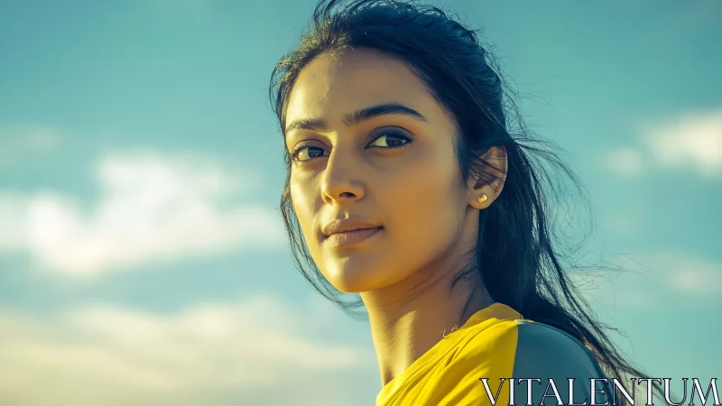 Portrait of Young Woman Outdoors in Natural Light, Soft Focus.