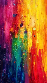 Vertical spectrum cascade in vibrant abstract paint flow.