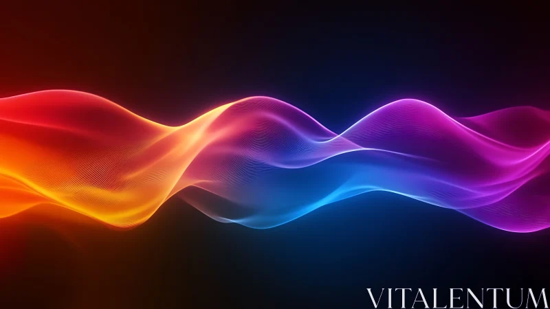 Vibrant neon light waves flow across a deep dark background