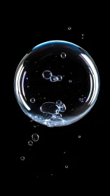 Macro capture of luminous soap bubble microdroplet dynamics.