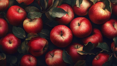 Juicy red apples gathered in a cozy autumn harvest scene.