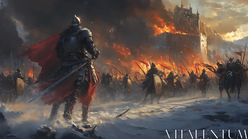 Gallant knight leads a fiery siege on a snowbound castle.