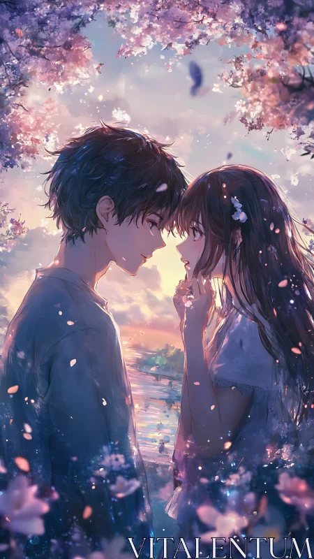 Twilight confession beneath drifting cherry blossom dreams.