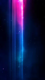 Neon starlight cascade slicing through midnight cosmos.