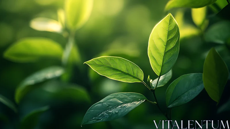 Sunlit leaves quietly rehearse their morning green aria