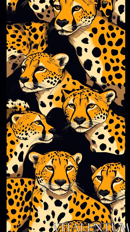 Golden Cheetahs Seamless Pattern.