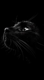 Black Cat Portrait: Luminous Eye Against Dark