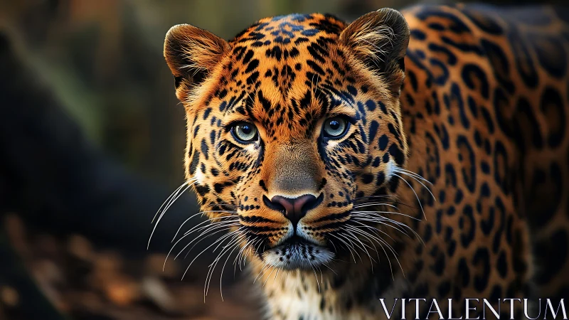 Mesmerizing Leopard Gazes with Piercing Blue Eyes