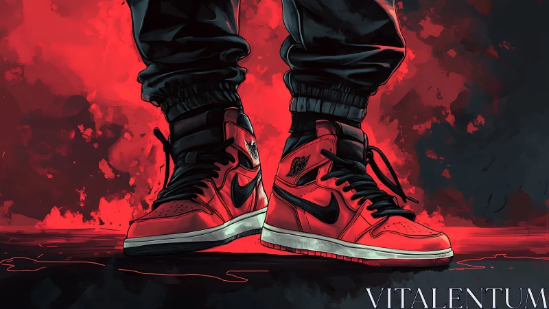 Scarlet street kings stride through molten city glow.