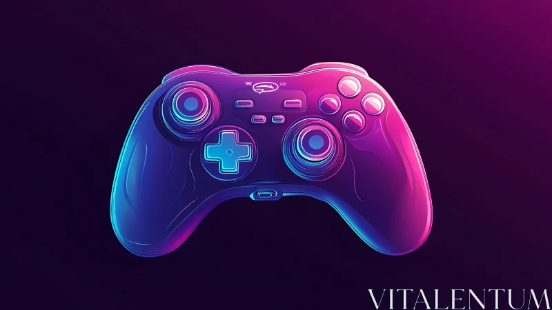 Neon Gaming Controller with Cyan Pink Gradient Glow