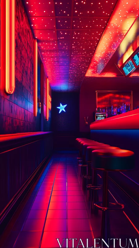 Neon bar lane glowing with starlit ceiling and cozy hush.