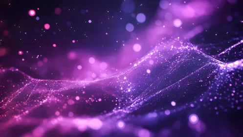 Abstract digital waves in vibrant purple and pink bokeh style.