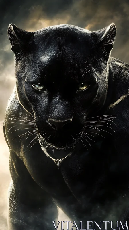 Intense Black Panther Portrait with Golden Eyes