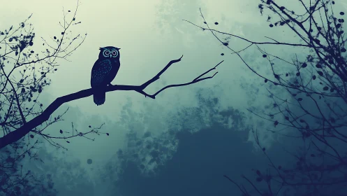 Nocturnal owl silhouette studies atmospheric negative space