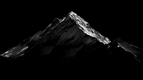 Midnight summit carved in silver light and shadowed quiet.