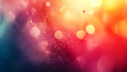 Macro water droplets on bokeh gradient background, vivid colors