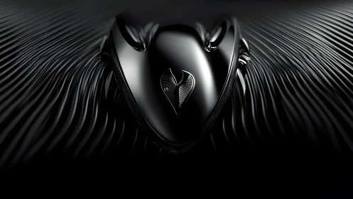 Futuristic Black Metallic Object with Abstract Symmetry in 3D Art.