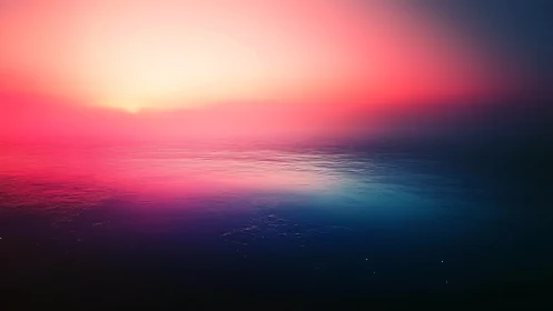 Calm horizon under pink and blue gradient sunset sky.