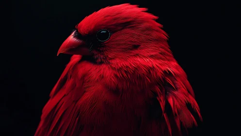 Vibrant Red Cardinal Portrait in Dramatic Lighting, Photorealistic Style.