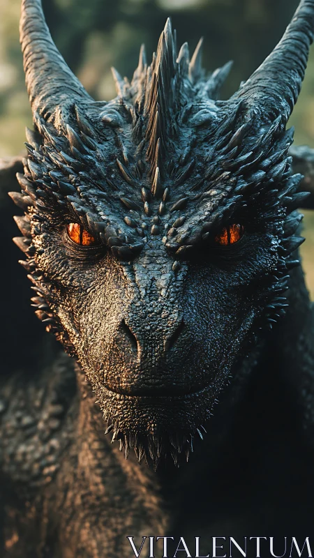 Dragon head render presents detailed scales and horn structure