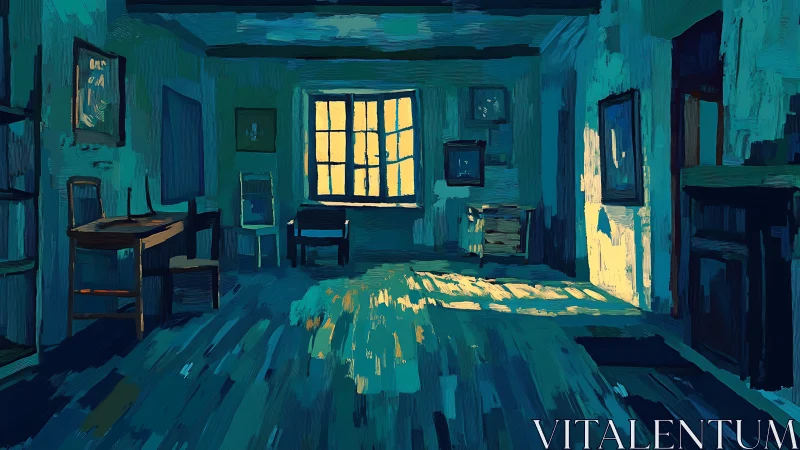 Chromatic interior study with directional daylight rendering.