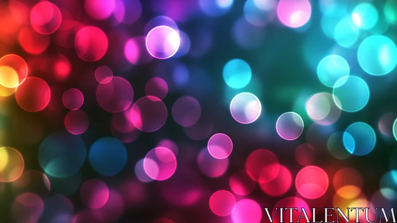 Neon bubbles drift through a dreamy rainbow nightscape