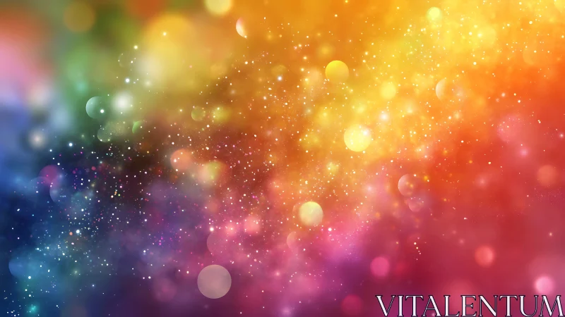 Chromatic bokeh nebula with radiant multicolor particle field.