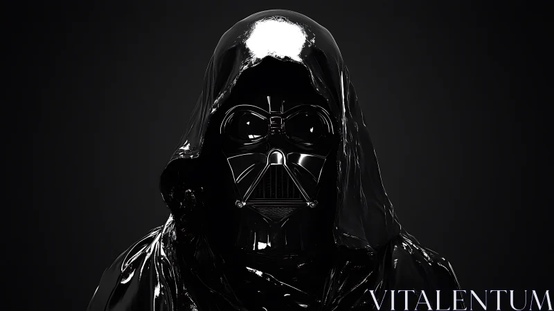 Midnight cyber warlord in liquid obsidian armor gazes ahead.