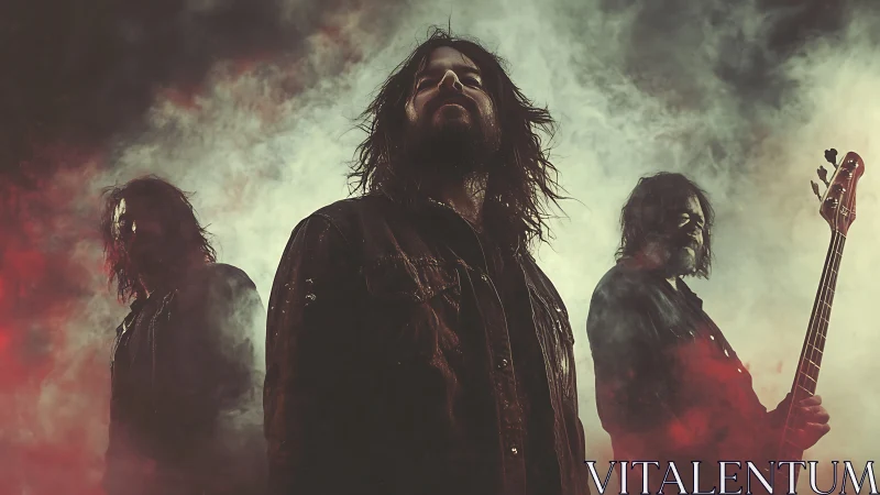 Cinematic band portrait in atmospheric backlit stage fog.