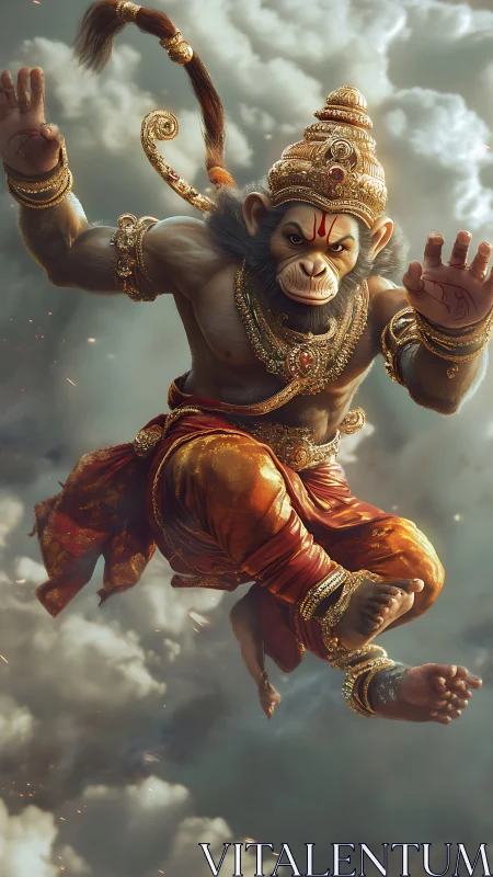 Sky-leaping monkey warrior cloaked in blazing sacred gold.