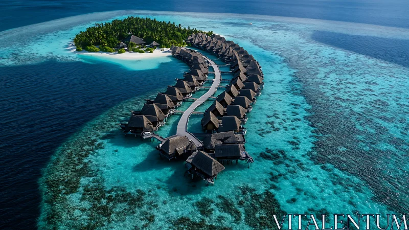 Overwater Bungalow Resort Complex With Curved Architectural Layout