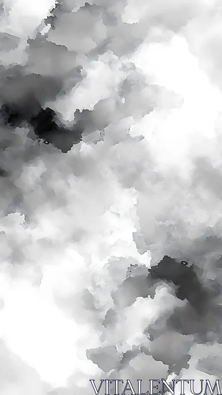 Monochrome cloudlike abstraction with soft tonal gradients.