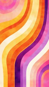 Bold retro curved stripes in warm orange and magenta tones