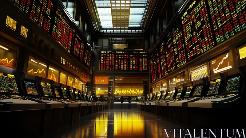 High-frequency trading hall with illuminated market data arrays