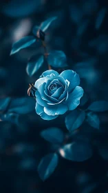 Cerulean Rose Blooms in Twilight Reverie