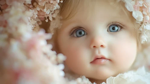 Wonderstruck Child Gazes Through Delicate Floral Whispers