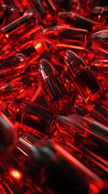 Refractive red bullet cartridges in dense parametric cluster.