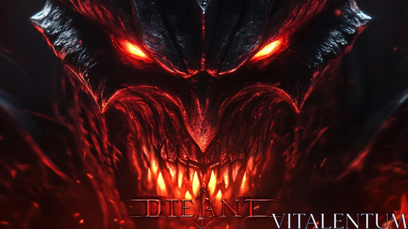 Infernal demonic visage rendered in high-contrast volumetric glow