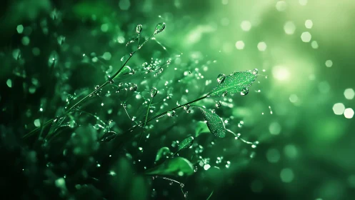 Dewlit leaves whisper quietly through a glowing emerald haze