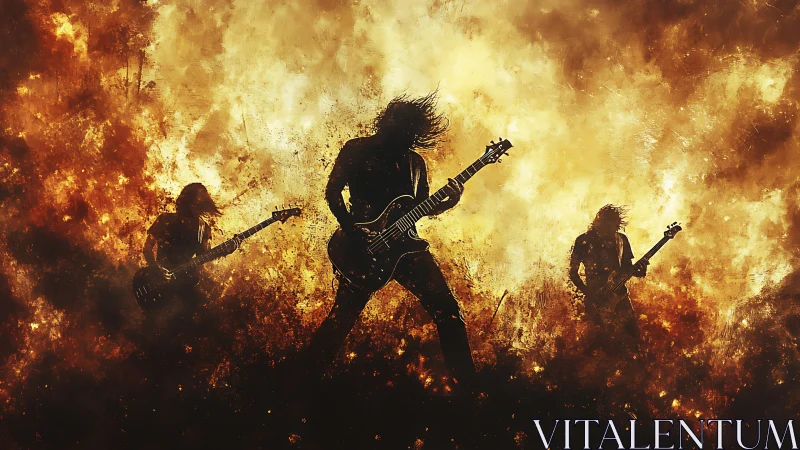 Rock Band Performs Amidst Explosive Inferno.