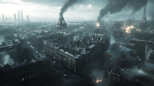 Digital rendering shows Paris under extensive urban devastation