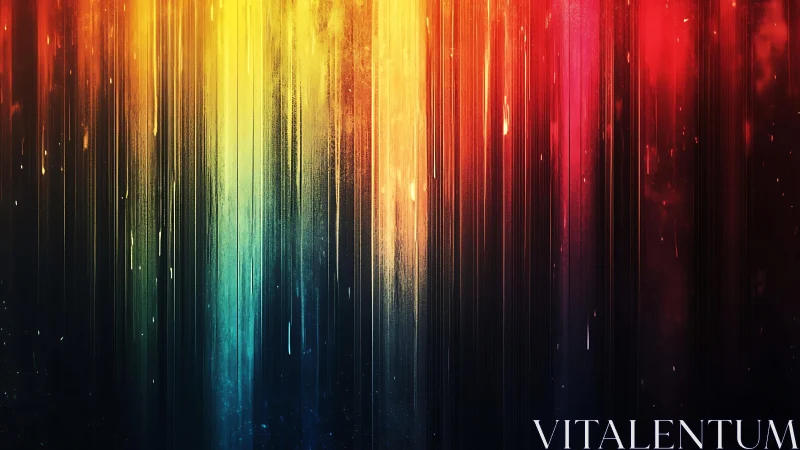 Vertical Rainbow Light Streaks in Abstract Digital Art Style.