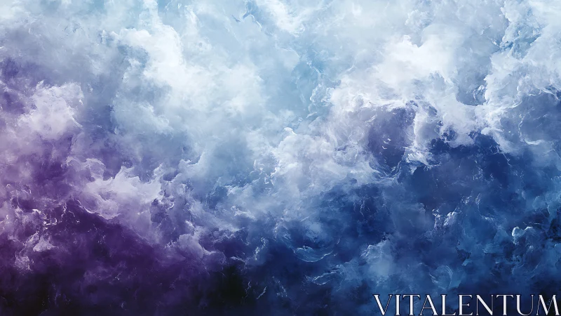 Violet and ice cloudscape merges in swirling luminous mist