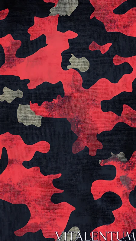 Red and dark camouflage pattern with textured overlays.