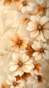 Dreamy Cosmos Blooms in Warm Cream and Amber Tones.