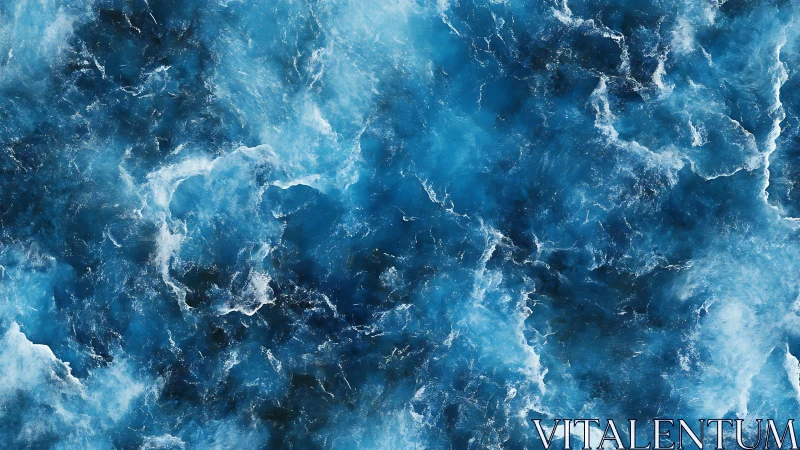 Turbulent blue ocean surface viewed from directly above
