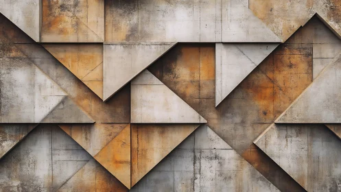Layered concrete triangles create rhythmic geometric relief wall