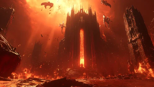 Hellforged citadel inhales the sun and exhales molten night